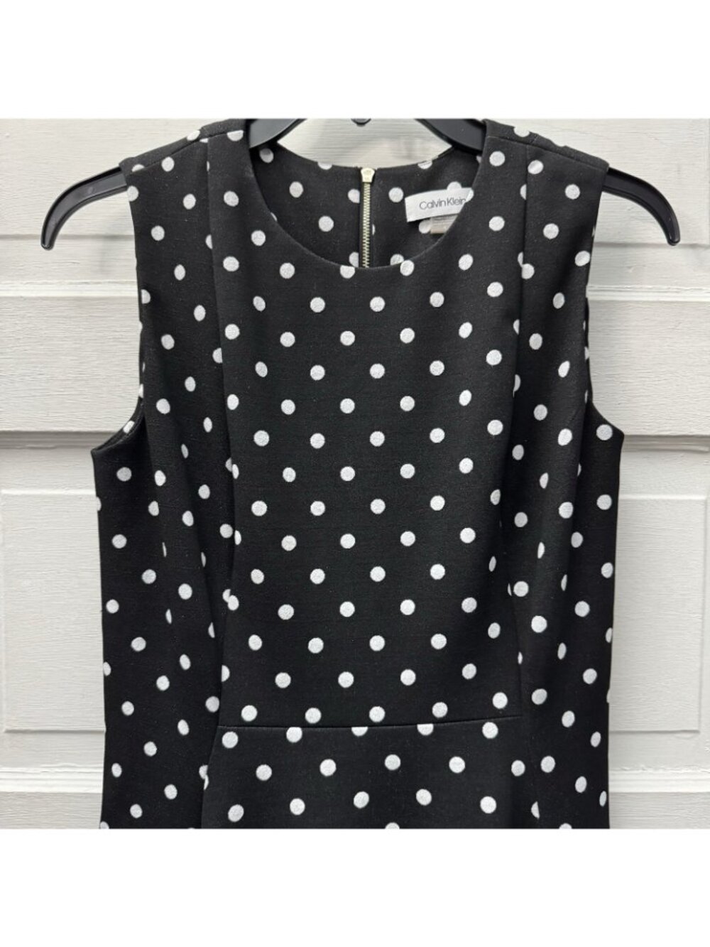 Calvin Klein Black White Polka Dot Fit & Flare Midi Dress Size 4 - Picture 3 of 11